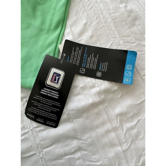 NWT PGA Tour Golf Polo Shirt Men Spring Green Moisture Wicking Stretch Size L - Picture 5 of 10